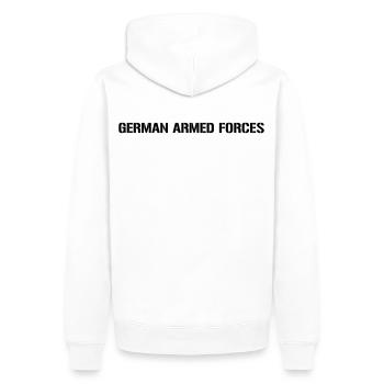 Bundeswehr - Männer Premium Bio Hoodie - Weiß - Hinten - Nico (187cm)