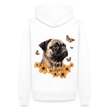 Mops - Männer Premium Bio Hoodie - Weiß - Hinten - Nico (187cm)