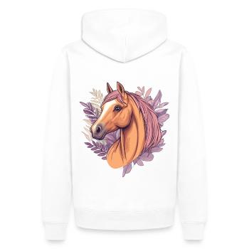 Cheval - Sweat à capuche Premium bio Homme - blanc - Dos - Nico (187cm)