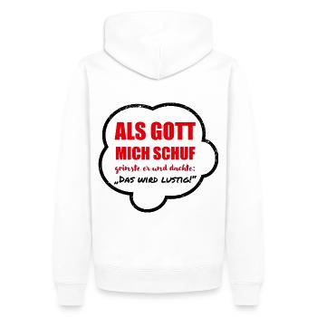 Als Gott Mich Schuf - dunkel - Männer Premium Bio Hoodie - Weiß - Hinten - Nico (187cm)