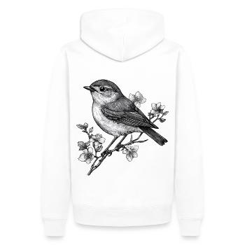 Rotkehlchen Vogel Floral Baum Vogelbeobachtung - Männer Premium Bio Hoodie - Weiß - Hinten - Nico (187cm)