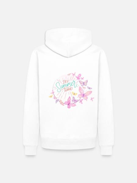 Schmetterlinge Blumen Sommer Urlaubszeit - Männer Premium Bio Hoodie - Weiß