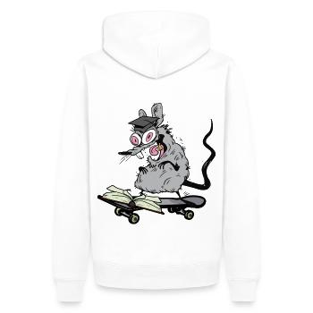 Ratte Gelehrter Student Schüler Skater skaten - Männer Premium Bio Hoodie - Weiß - Hinten - Nico (187cm)