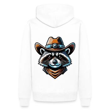 raton laveur avec chapeau de cow-boy dans le style bande dessinée - Sweat à capuche Premium bio Homme - blanc - Dos - Nico (187cm)
