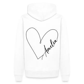 Amelia Nom Ligne de coeur - Sweat à capuche Premium bio Homme - blanc - Dos - Nico (187cm)