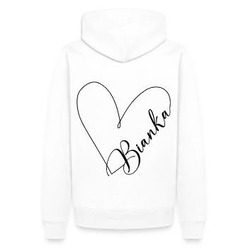 Bianka Name Herzlinie - Männer Premium Bio Hoodie - Weiß - Hinten - Nico (187cm)
