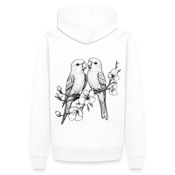 Lovebirds Floral Vogelbeobachtung Illustration - Männer Premium Bio Hoodie - Weiß - Hinten - Nico (187cm)