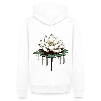 Lotusblüte - Männer Premium Bio Hoodie - Weiß - Hinten - Nico (187cm)