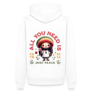 All You Need Is Just Peace - Männer Premium Bio Hoodie - Weiß - Hinten - Nico (187cm)