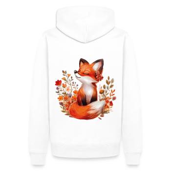 Fox with flowers - Men’s Premium Organic Hoodie - white - Back - Nico (187cm)