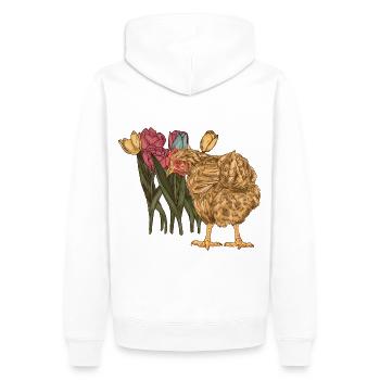 Poule Poulet du jardin printanier Poulet - Sweat à capuche Premium bio Homme - blanc - Dos - Nico (187cm)