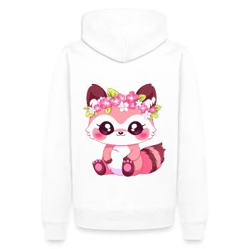 Pink Girly raccoon with flowers - Men’s Premium Organic Hoodie - white - Back - Nico (187cm)