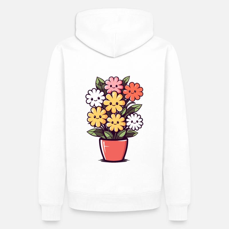 Lachende Blumen im Blumentopf - Männer Premium Bio Hoodie - Weiß