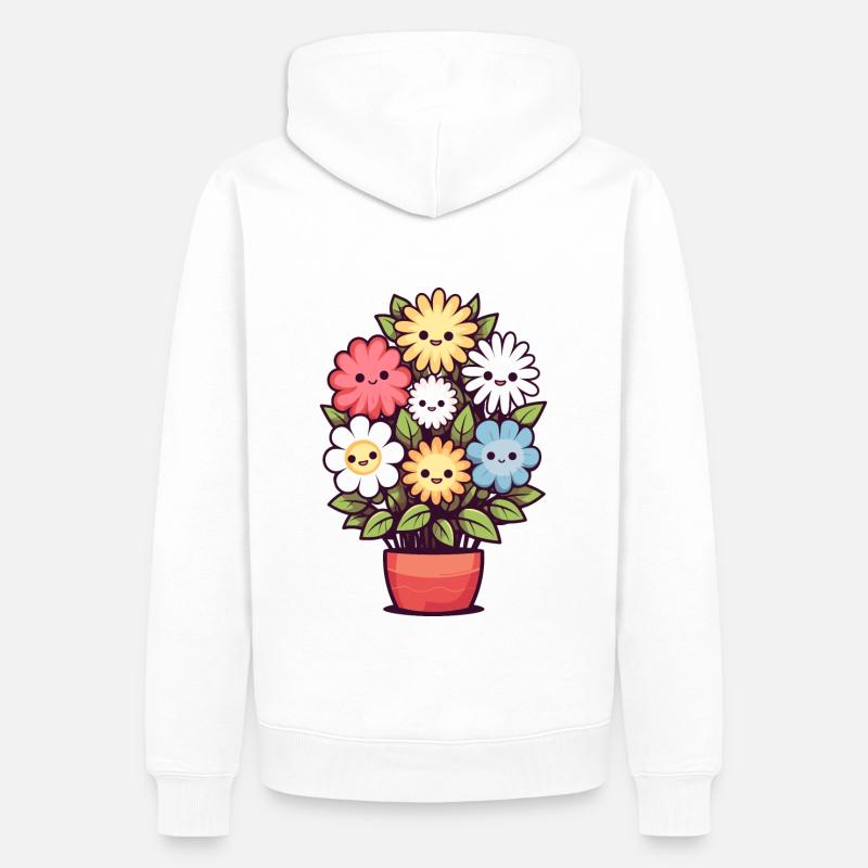 Lachende Blumen im Blumentopf - Männer Premium Bio Hoodie - Weiß