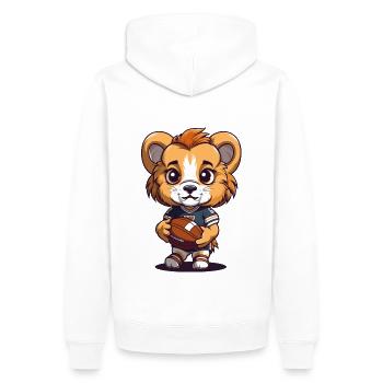 Mignon lion mascotte d’animal de football américain - Sweat à capuche Premium bio Homme - blanc - Dos - Nico (187cm)