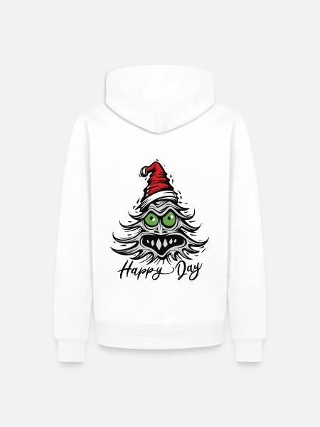 Lustiger Verrückter Weihnachtsbaum Weihnachten - Männer Premium Bio Hoodie - Weiß