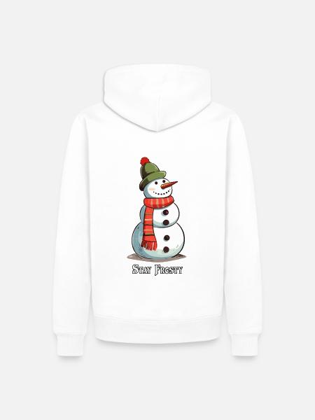 Lustiger Schneemann Stay Frosty - Männer Premium Bio Hoodie - Weiß