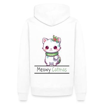 Meowy Catmas Drôles De Chats Noël - Sweat à capuche Premium bio Homme - blanc - Dos - Nico (187cm)
