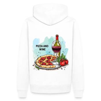 Pizza et vin Nourriture Alcool - Sweat à capuche Premium bio Homme - blanc - Dos - Nico (187cm)