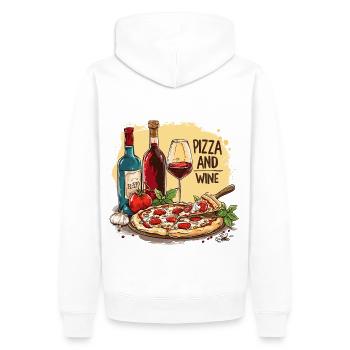 Pizza et vin Nourriture Alcool - Sweat à capuche Premium bio Homme - blanc - Dos - Nico (187cm)