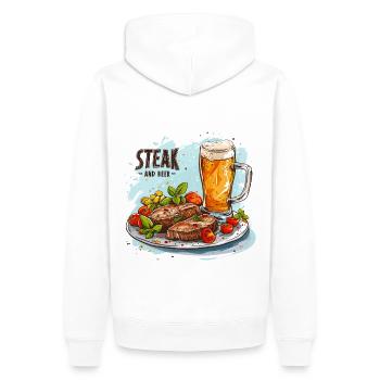 Steak Et Bière Manger De L’alcool Dictons Drôles - Sweat à capuche Premium bio Homme - blanc - Dos - Nico (187cm)