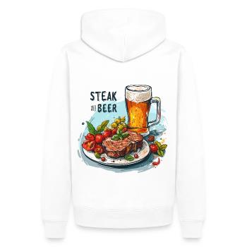 Steak Et Bière Manger De L’alcool Dictons Drôles - Sweat à capuche Premium bio Homme - blanc - Dos - Nico (187cm)