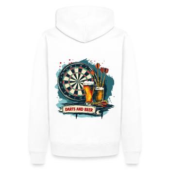 Fléchettes Et Bière Fléchettes Dictons Sports - Sweat à capuche Premium bio Homme - blanc - Dos - Nico (187cm)