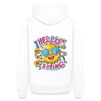 Hallo Frühling Hello Spring Sonne Blumen - Männer Premium Bio Hoodie - Weiß - Hinten - Nico (187cm)