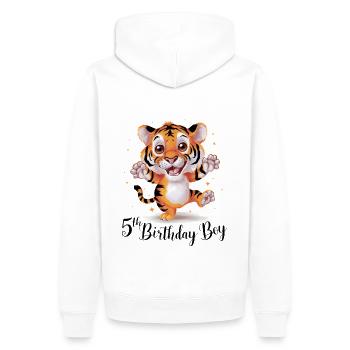 Mignon tigre 5e anniversaire cadeau animaux mignons - Sweat à capuche Premium bio Homme - blanc - Dos - Nico (187cm)