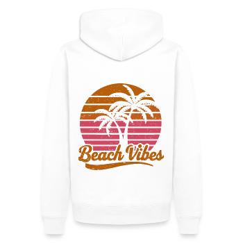 Beach Vibes Retro Sonne Urlaub Palmen Sommer - Männer Premium Bio Hoodie - Weiß - Hinten - Nico (187cm)