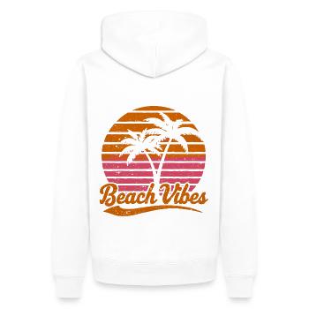 Beach Vibes Retro Sonne Urlaub Palmen Sommer - Männer Premium Bio Hoodie - Weiß - Hinten - Nico (187cm)