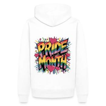 Mois de la fierté LGBTQ LGBTQIA+ - Sweat à capuche Premium bio Homme - blanc - Dos - Nico (187cm)