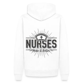 Infirmières, infirmière, assistante médicale, citation - Sweat à capuche Premium bio Homme - blanc - Dos - Nico (187cm)
