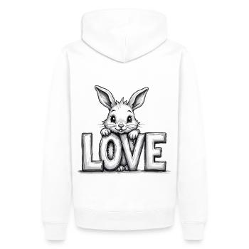 Süßer Hase mit LOVE – Perfekt für Ostern & Liebe - Männer Premium Bio Hoodie - Weiß - Hinten - Nico (187cm)