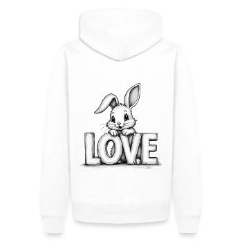 Süßer Hase mit LOVE – Perfekt für Ostern & Liebe - Männer Premium Bio Hoodie - Weiß - Hinten - Nico (187cm)