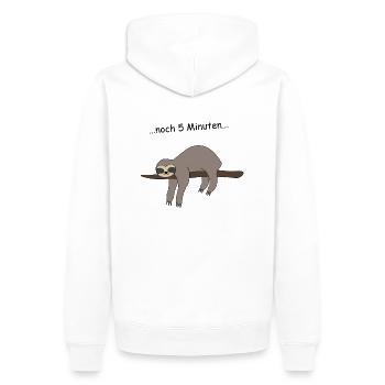 Faultier Schlafen Wecker - Männer Premium Bio Hoodie - Weiß - Hinten - Nico (187cm)