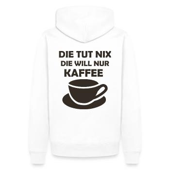 Kaffee Spruch Büro - Männer Premium Bio Hoodie - Weiß - Hinten - Nico (187cm)