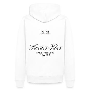 "Nineties" Y2K Streetwear T-Shirt - Retro Vibes - Männer Premium Bio Hoodie - Weiß - Hinten - Nico (187cm)