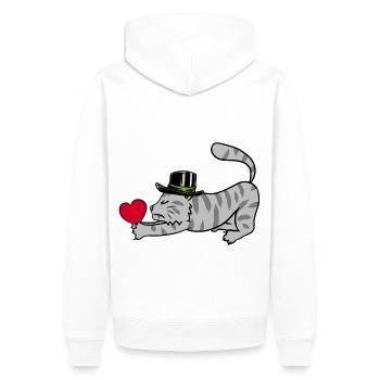 Heart Cat Cat Warm Love Pet Romance - Men’s Premium Organic Hoodie - white - Back - Nico (187cm)