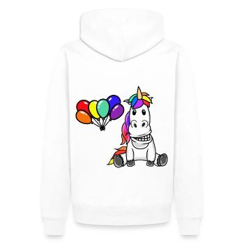 LGBT Einhorn Gay Pride Regenbogen Luftballons - Männer Premium Bio Hoodie - Weiß - Hinten - Nico (187cm)