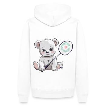 Teddy Tennis Joueur de Tennis Raquette de Tennis Enfant - Sweat à capuche Premium bio Homme - blanc - Dos - Nico (187cm)