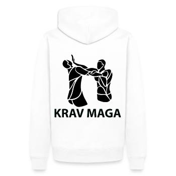 krav maga - Sweat à capuche Premium bio Homme - blanc - Dos - Nico (187cm)