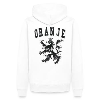 Oranje Hup Holland Hup Netherlands Football - Men’s Premium Organic Hoodie - white - Back - Nico (187cm)