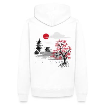 Japon Nature Chine Asie Cerisier Fleur Asiatique - Sweat à capuche Premium bio Homme - blanc - Dos - Nico (187cm)