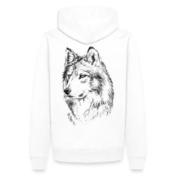 Wolf gift - Men’s Premium Organic Hoodie - white - Back - Nico (187cm)
