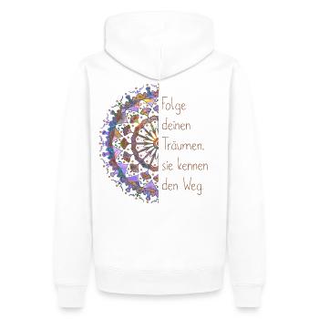 Mandala – Folge deinen Träumen/ Weg - lila - Männer Premium Bio Hoodie - Weiß - Hinten - Nico (187cm)
