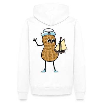 Erdnuss Kind Seemann Segelschiff spielen maritim - Männer Premium Bio Hoodie - Weiß - Hinten - Nico (187cm)