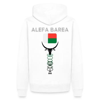 ALEFA BAREA ! - Sweat à capuche Premium bio Homme - blanc - Dos - Nico (187cm)