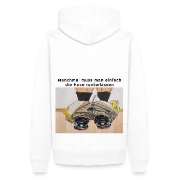 Manchmal muss man einfach die Hose runterlassen - Männer Premium Bio Hoodie - Weiß - Hinten - Nico (187cm)