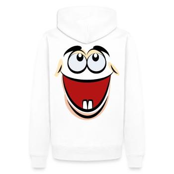 Dessin animé visage bande dessinée dessin animé humour sourire - Sweat à capuche Premium bio Homme - blanc - Dos - Nico (187cm)